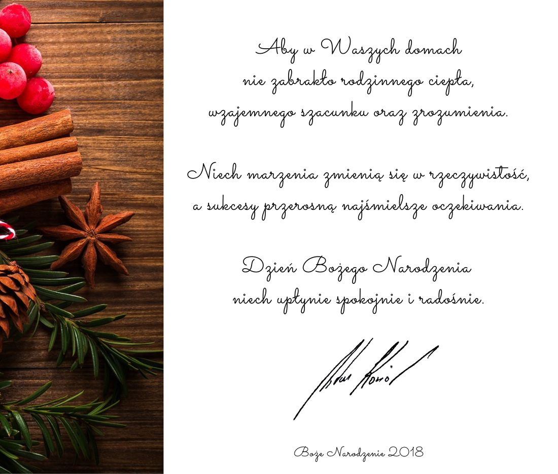 życzenia świąteczne dla mieszkańców Wieliczki